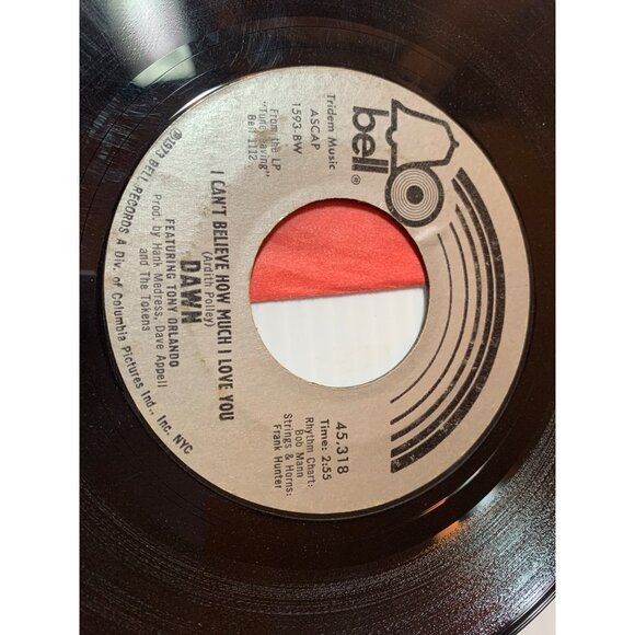 Dawn 45 RPM Vinyl Record "Tie A Yellow Ribbon Round The Ole Oak Tree" & "I Cant - Picture 4 of 5